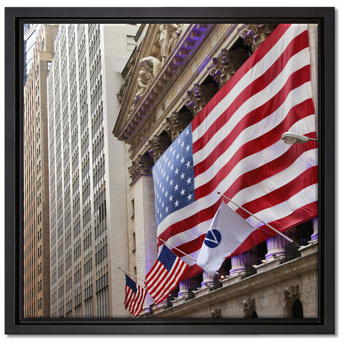 Amerikanische Flagge in New York auf Leinwandbild Quadratisch gerahmt Größe 40x40