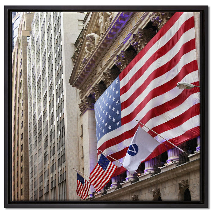 Amerikanische Flagge in New York auf Leinwandbild Quadratisch gerahmt Größe 60x60