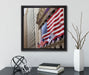 Amerikanische Flagge in New York  auf Leinwandbild Quadratisch gerahmt mit Kirschblüten