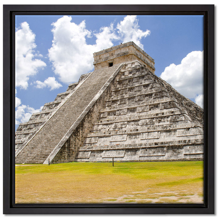 Maya Pyramide in Mexico auf Leinwandbild Quadratisch gerahmt Größe 40x40