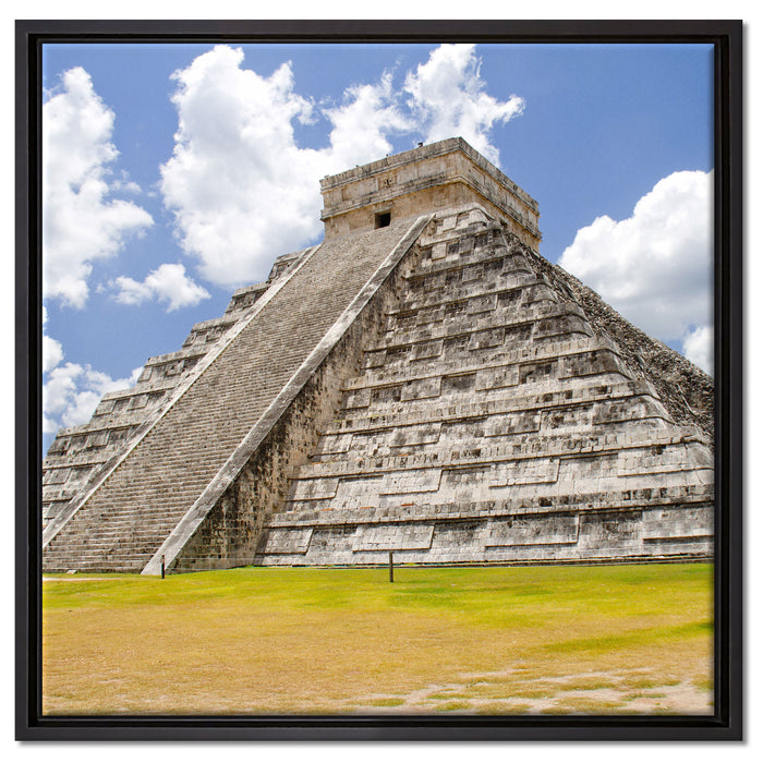Maya Pyramide in Mexico auf Leinwandbild Quadratisch gerahmt Größe 60x60