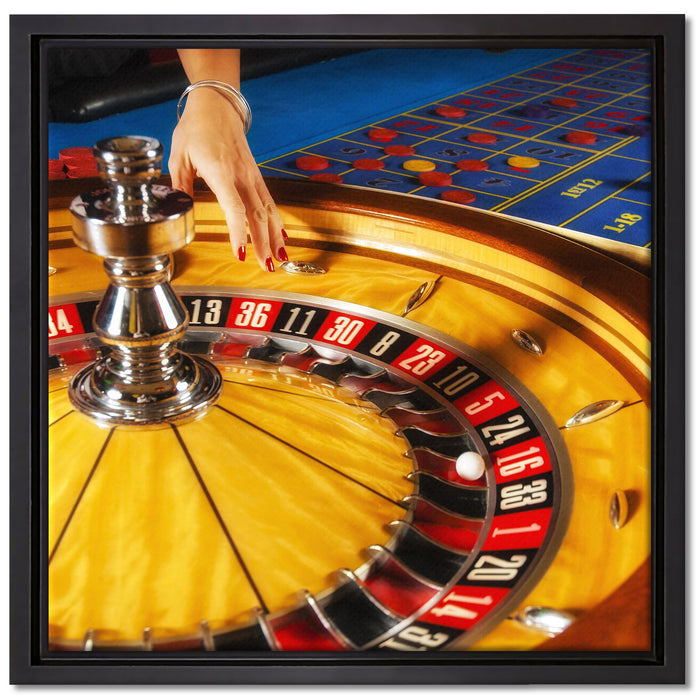 Roulette Tisch in Las Vegas auf Leinwandbild Quadratisch gerahmt Größe 40x40