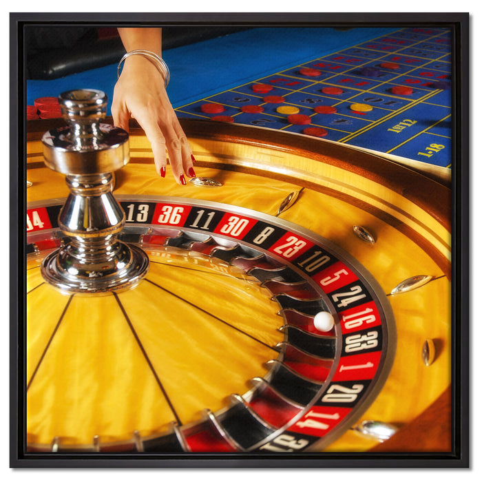 Roulette Tisch in Las Vegas auf Leinwandbild Quadratisch gerahmt Größe 60x60