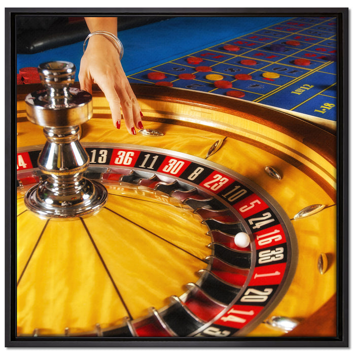 Roulette Tisch in Las Vegas auf Leinwandbild Quadratisch gerahmt Größe 70x70