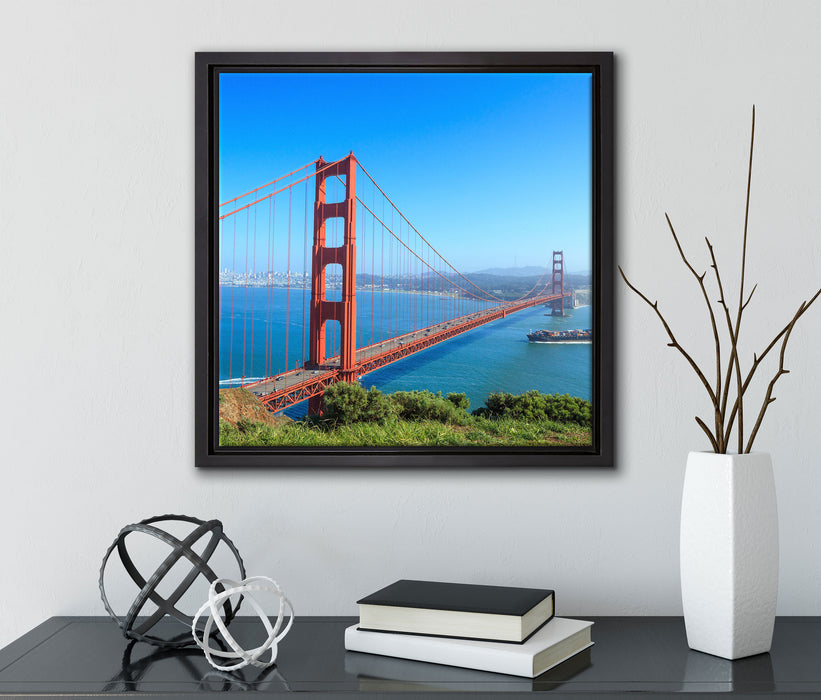 Golden Gate Bridge  auf Leinwandbild Quadratisch gerahmt mit Kirschblüten
