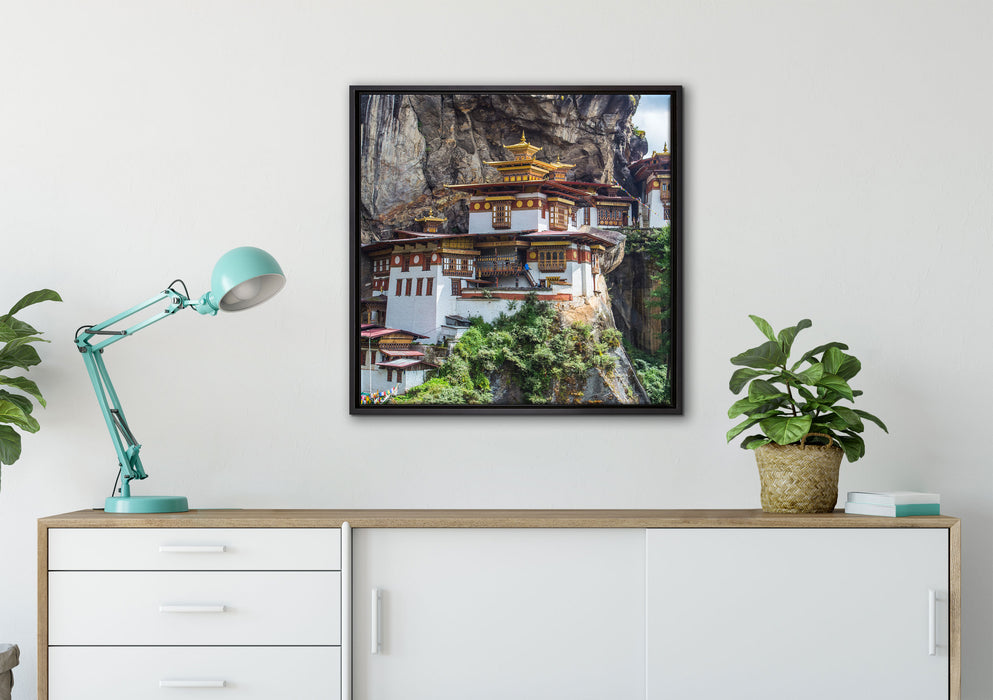 Chinesische Festung im Berg auf Leinwandbild gerahmt Quadratisch verschiedene Größen im Wohnzimmer