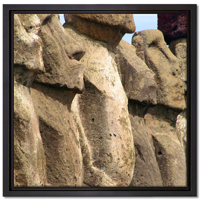Osterinseln Statuen Detailansicht auf Leinwandbild Quadratisch gerahmt Größe 40x40