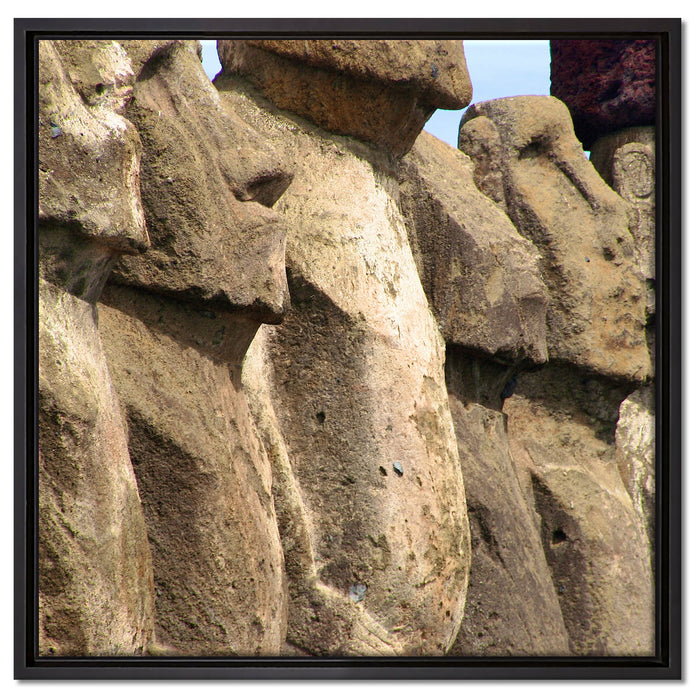 Osterinseln Statuen Detailansicht auf Leinwandbild Quadratisch gerahmt Größe 60x60