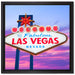 Las Vegas Ortsschild abends auf Leinwandbild Quadratisch gerahmt Größe 40x40