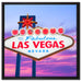 Las Vegas Ortsschild abends auf Leinwandbild Quadratisch gerahmt Größe 60x60