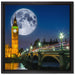 Big Ben vor Mond in London auf Leinwandbild Quadratisch gerahmt Größe 40x40