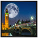 Big Ben vor Mond in London auf Leinwandbild Quadratisch gerahmt Größe 70x70