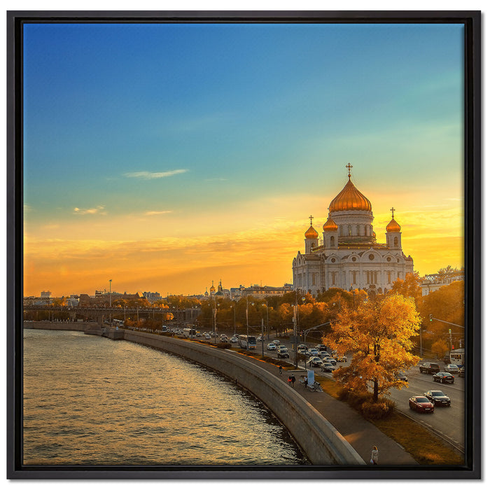 Sonnenuntergang in Moskau auf Leinwandbild Quadratisch gerahmt Größe 70x70