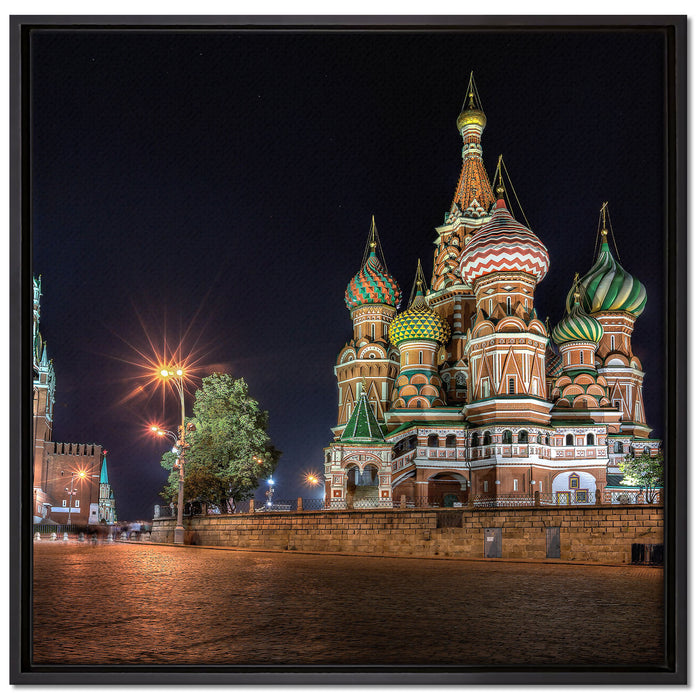 Basilius Kathedrale in Moskau auf Leinwandbild Quadratisch gerahmt Größe 70x70