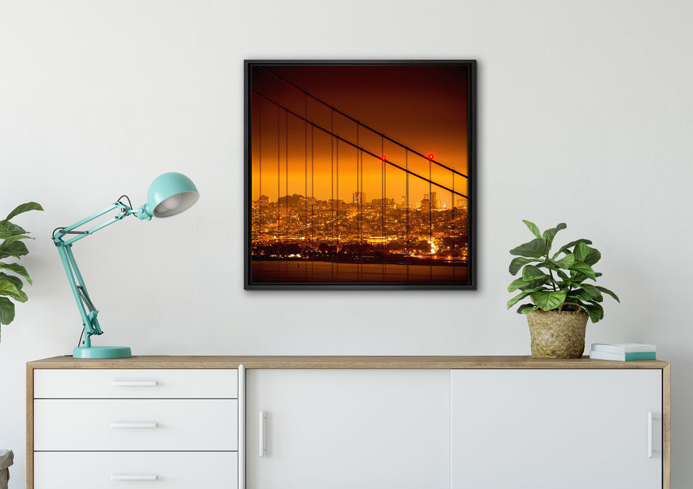San Francisco Skyline auf Leinwandbild gerahmt Quadratisch verschiedene Größen im Wohnzimmer