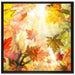 Fliegende bunte Herbstblätter auf Leinwandbild Quadratisch gerahmt Größe 70x70