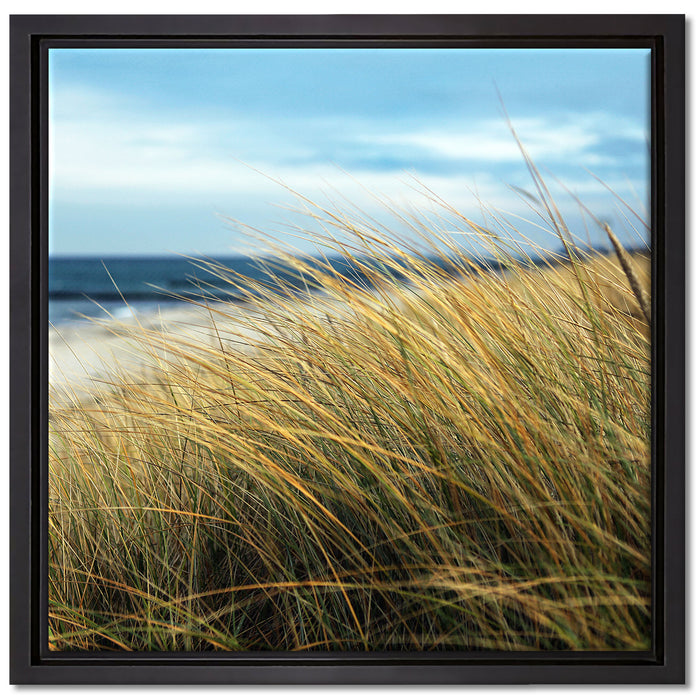 Schilf Gras am Ufer auf Leinwandbild Quadratisch gerahmt Größe 40x40