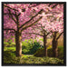 Rosa blühende Kirschbäume auf Leinwandbild Quadratisch gerahmt Größe 60x60