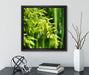 Bambus mit Blättern  auf Leinwandbild Quadratisch gerahmt mit Kirschblüten