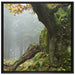 Dicker Baum im Wald im Moos auf Leinwandbild Quadratisch gerahmt Größe 70x70
