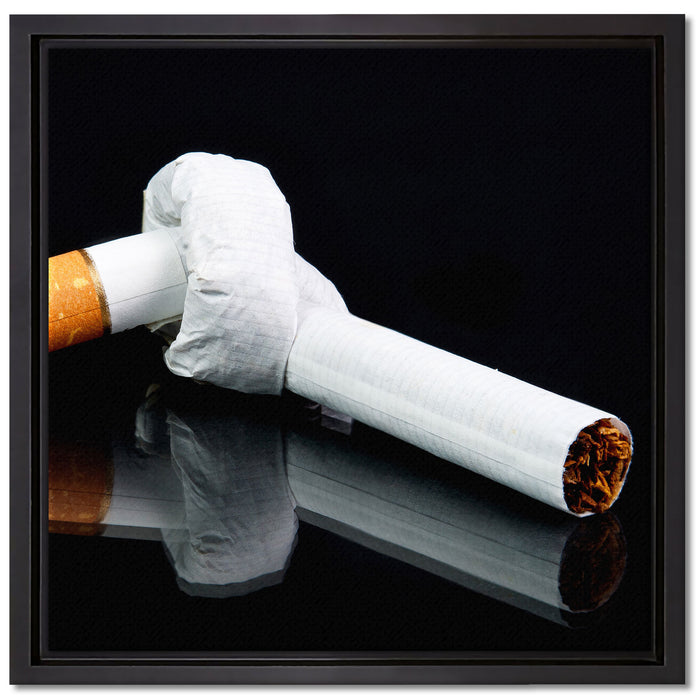Zigarette mit Knoten Don't Smoke auf Leinwandbild Quadratisch gerahmt Größe 40x40