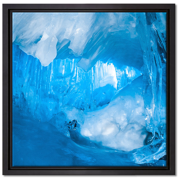 Prächtige Eishöhle auf Leinwandbild Quadratisch gerahmt Größe 40x40