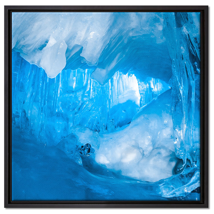 Prächtige Eishöhle auf Leinwandbild Quadratisch gerahmt Größe 60x60