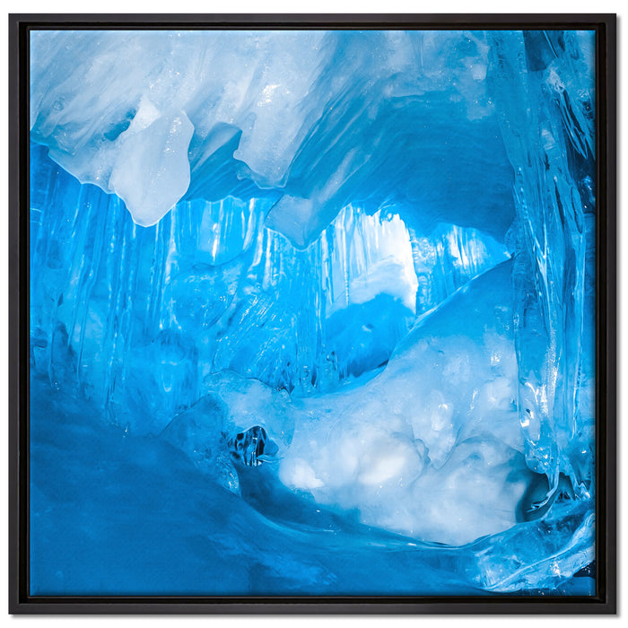 Prächtige Eishöhle auf Leinwandbild Quadratisch gerahmt Größe 70x70