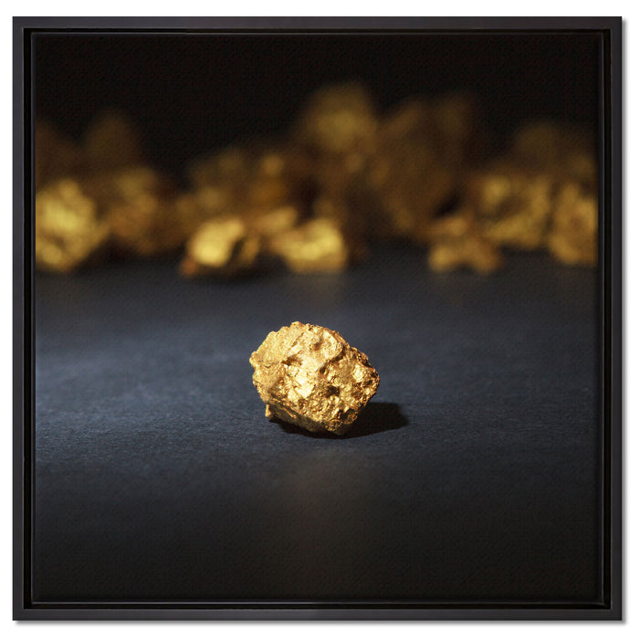 Goldnugget auf Leinwandbild Quadratisch gerahmt Größe 60x60