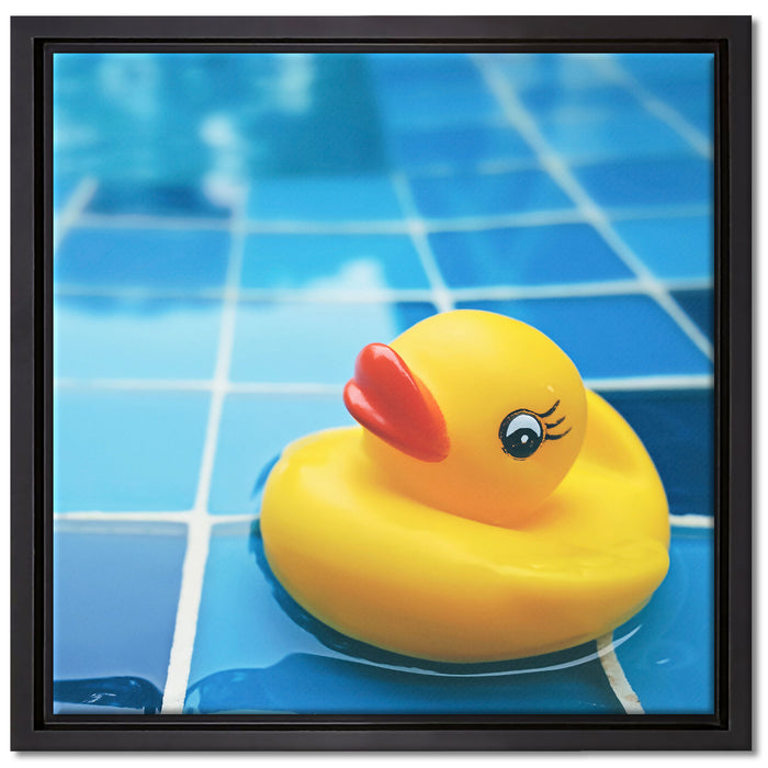 Quietsche Ente im Bad auf Leinwandbild Quadratisch gerahmt Größe 40x40