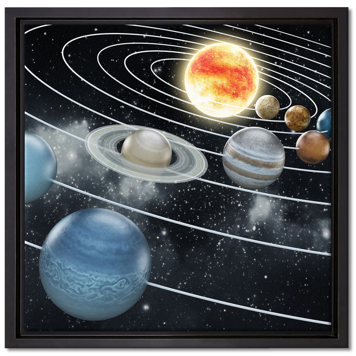 Sonnensystem mit unseren Planeten auf Leinwandbild Quadratisch gerahmt Größe 40x40