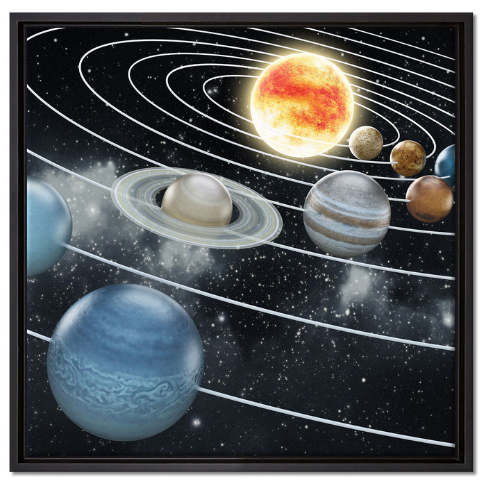 Sonnensystem mit unseren Planeten auf Leinwandbild Quadratisch gerahmt Größe 60x60