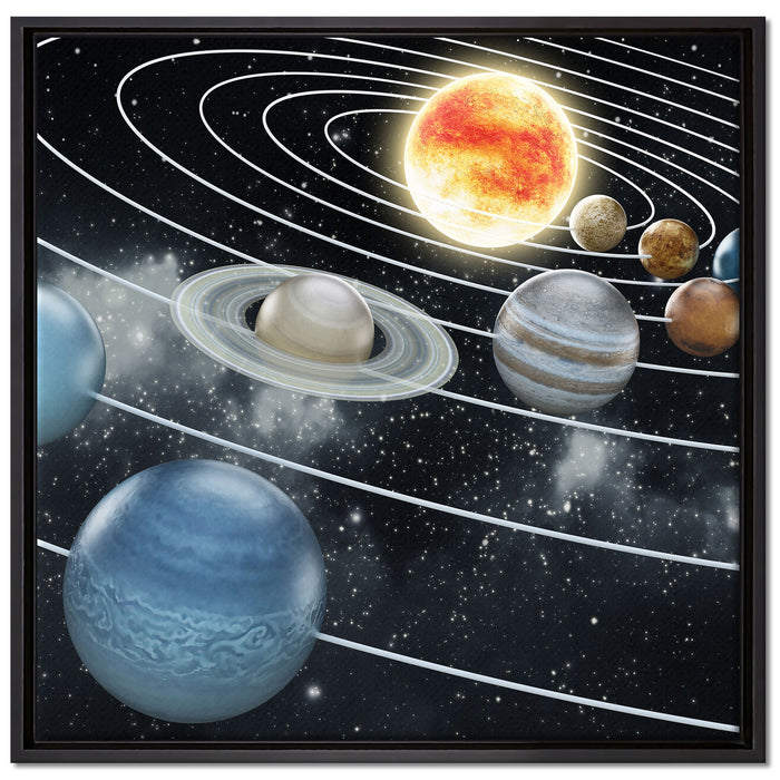 Sonnensystem mit unseren Planeten auf Leinwandbild Quadratisch gerahmt Größe 70x70