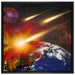Erde mit Kometeneinschlag auf Leinwandbild Quadratisch gerahmt Größe 70x70