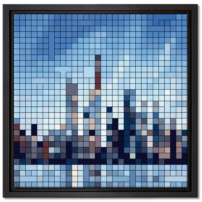 New York Pixel Skyline auf Leinwandbild Quadratisch gerahmt Größe 40x40