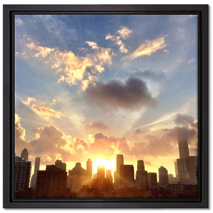 Chicago Skyline im Sonnenaufgang auf Leinwandbild Quadratisch gerahmt Größe 40x40