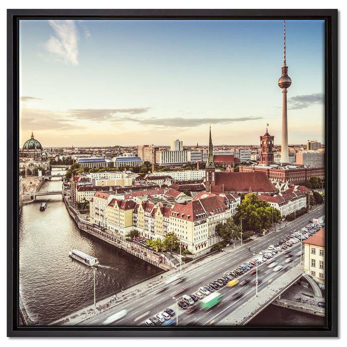 Skyline von Berlin auf Leinwandbild Quadratisch gerahmt Größe 60x60