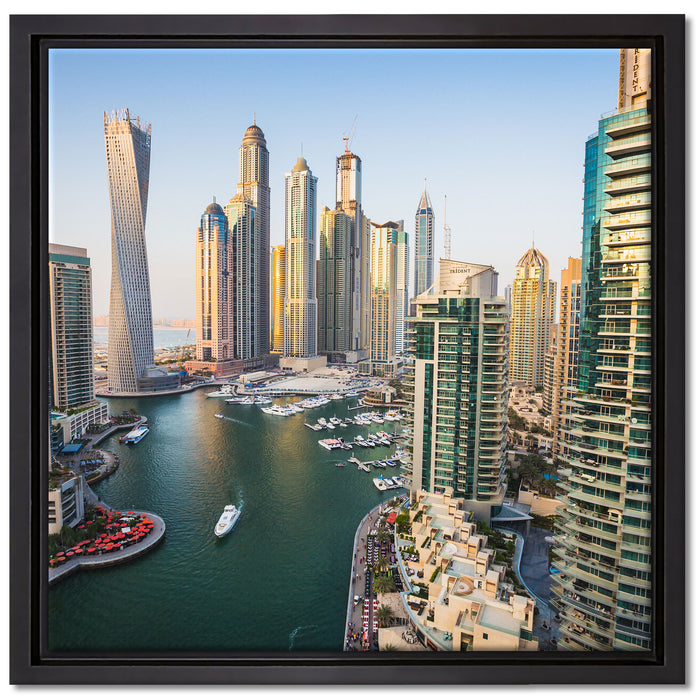 Dubai Metropole auf Leinwandbild Quadratisch gerahmt Größe 40x40