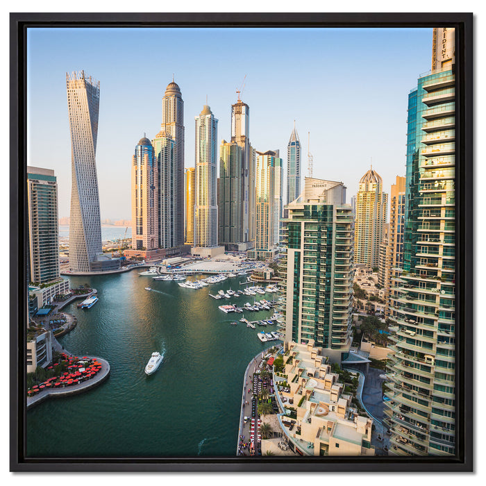Dubai Metropole auf Leinwandbild Quadratisch gerahmt Größe 60x60