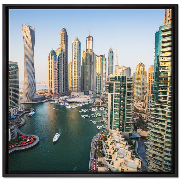 Dubai Metropole auf Leinwandbild Quadratisch gerahmt Größe 70x70