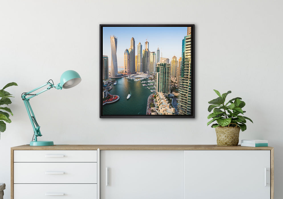 Dubai Metropole auf Leinwandbild gerahmt Quadratisch verschiedene Größen im Wohnzimmer