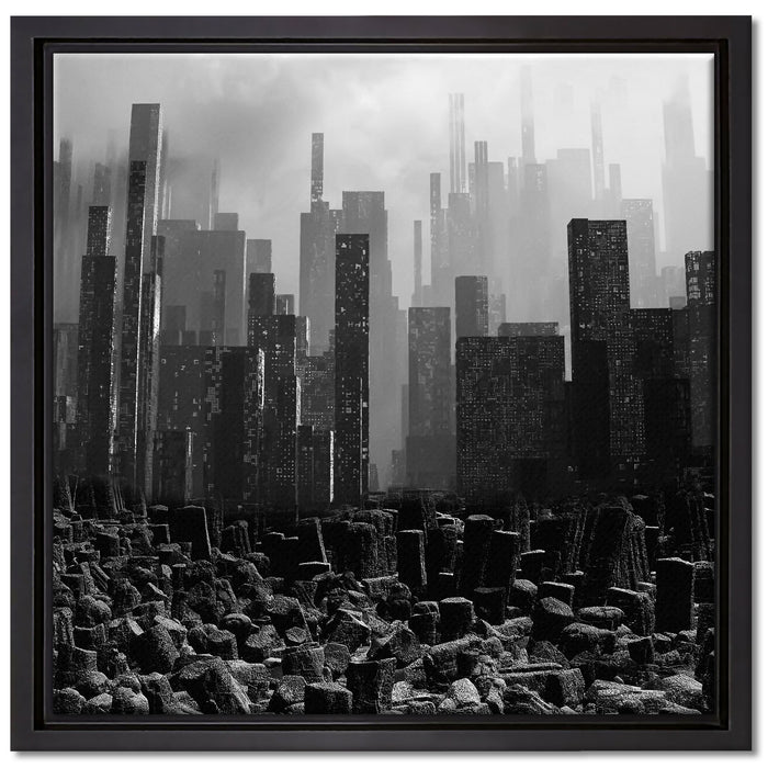 Stadt in Trümmern auf Leinwandbild Quadratisch gerahmt Größe 40x40