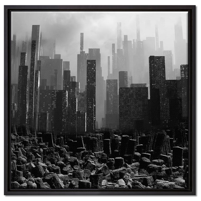 Stadt in Trümmern auf Leinwandbild Quadratisch gerahmt Größe 60x60