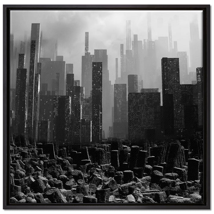 Stadt in Trümmern auf Leinwandbild Quadratisch gerahmt Größe 70x70