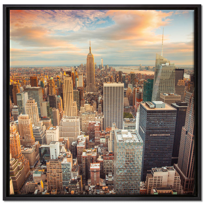 Skyline von New York auf Leinwandbild Quadratisch gerahmt Größe 70x70
