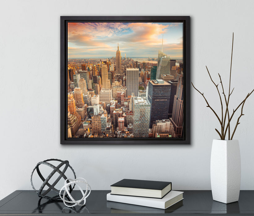 Skyline von New York  auf Leinwandbild Quadratisch gerahmt mit Kirschblüten