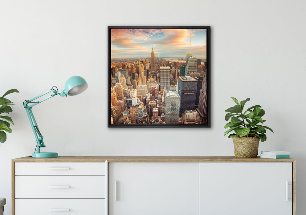 Skyline von New York auf Leinwandbild gerahmt Quadratisch verschiedene Größen im Wohnzimmer
