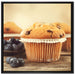 Muffins mit Blaubeeren auf Leinwandbild Quadratisch gerahmt Größe 70x70