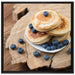 Pancakes mit Blaubeeren auf Leinwandbild Quadratisch gerahmt Größe 70x70