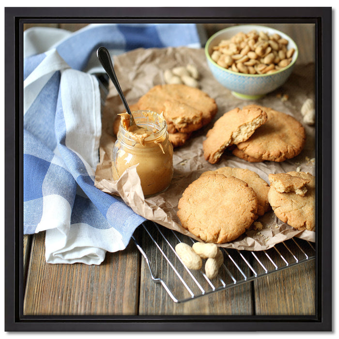 Plätzchen mit Erdnussbutter auf Leinwandbild Quadratisch gerahmt Größe 40x40